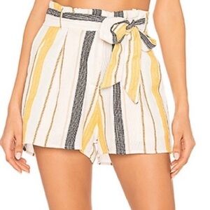 Beach Riot Aubrey Paper Bag Striped Yellow Black White Shorts NEW SZ MED